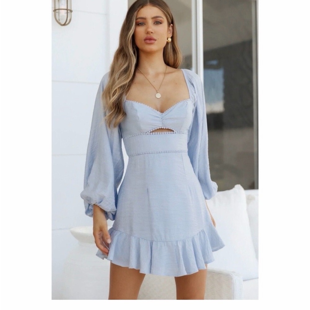 Hello Molly From The Bluebirds Light Blue Mini Dress